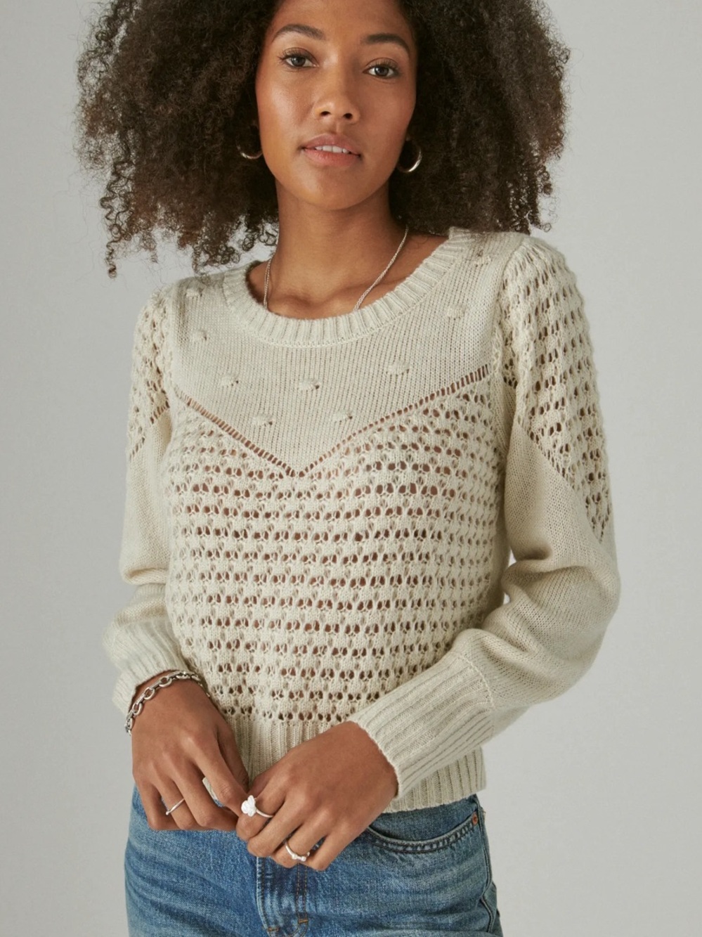 Lucky Brand Textured Dot Crew Neck Sweater
Size M
